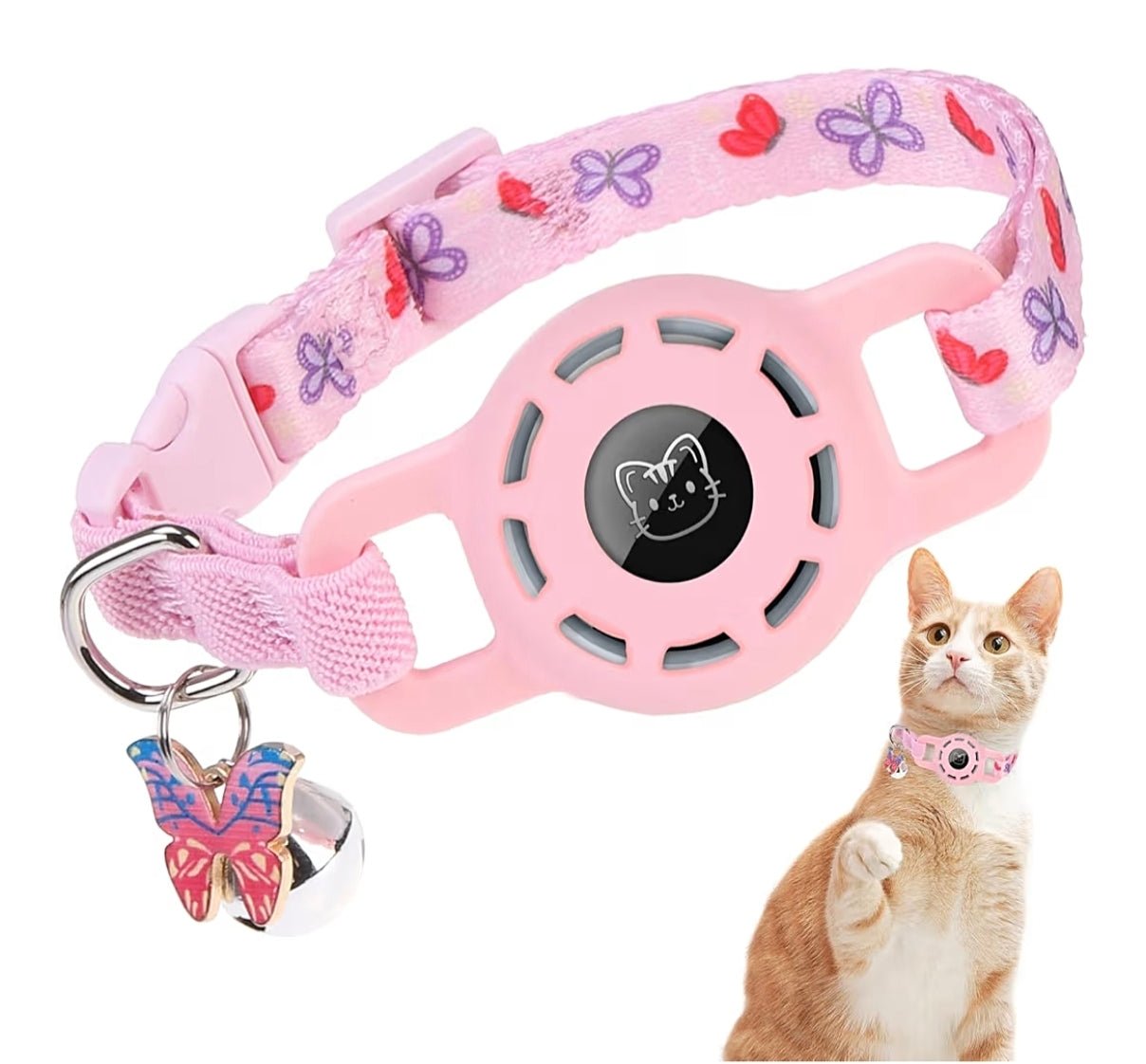 Adjustable Breakaway Cat Collar with AirTag Holder and Bell - Safe & Stylish