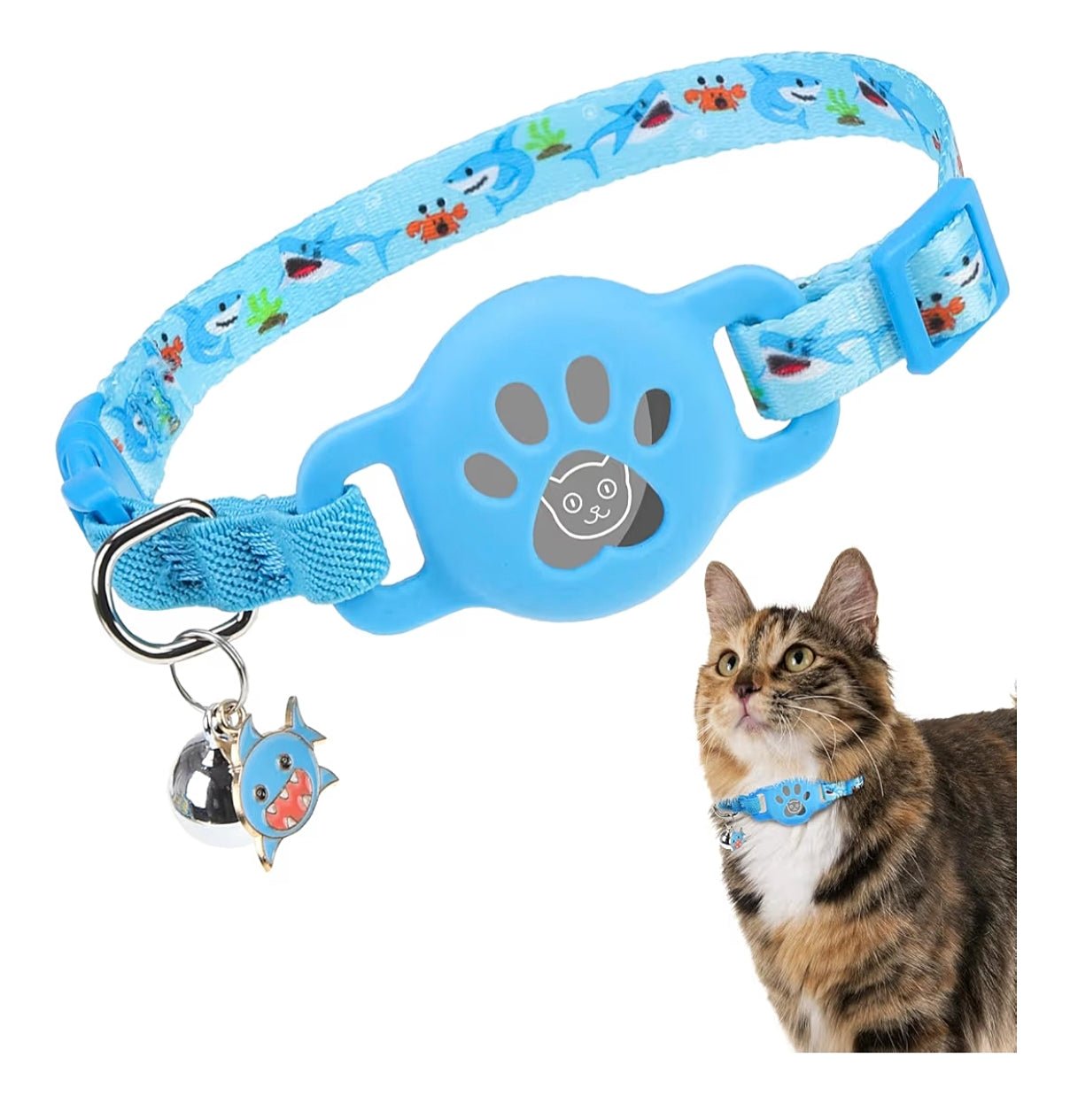 Adjustable Breakaway Cat Collar with AirTag Holder and Bell - Safe & Stylish