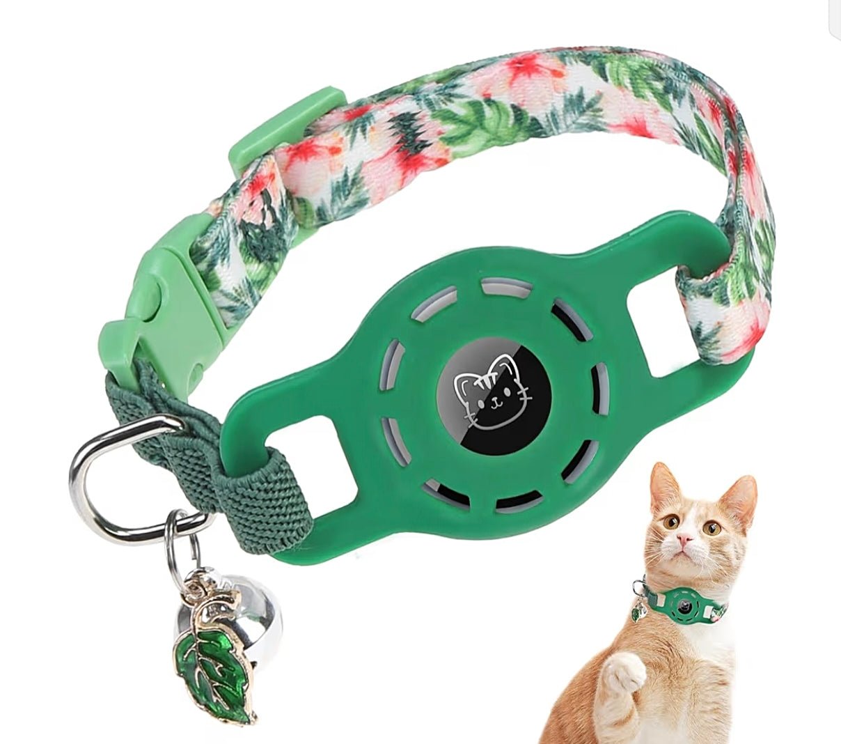 Adjustable Breakaway Cat Collar with AirTag Holder and Bell - Safe & Stylish