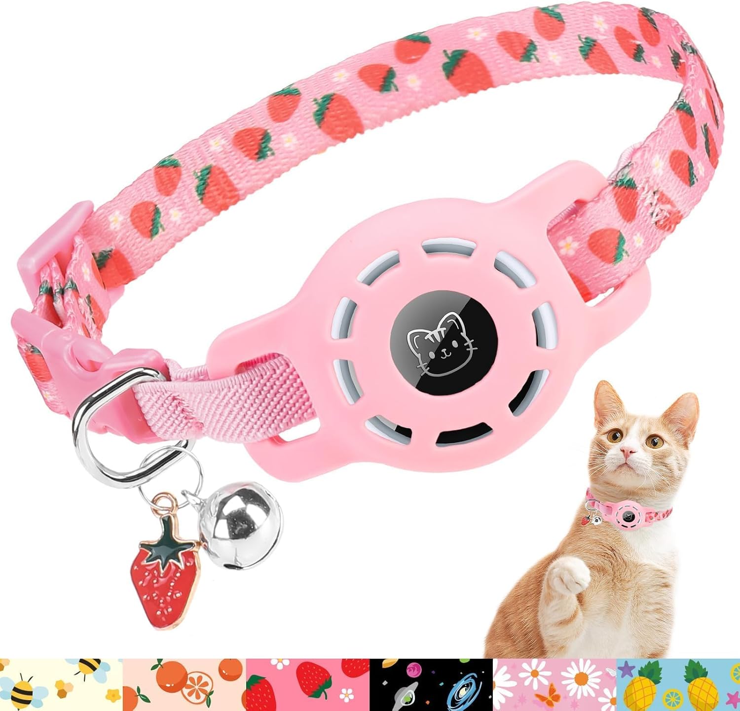 Adjustable Breakaway Cat Collar with AirTag Holder and Bell - Safe & Stylish - Abbycart