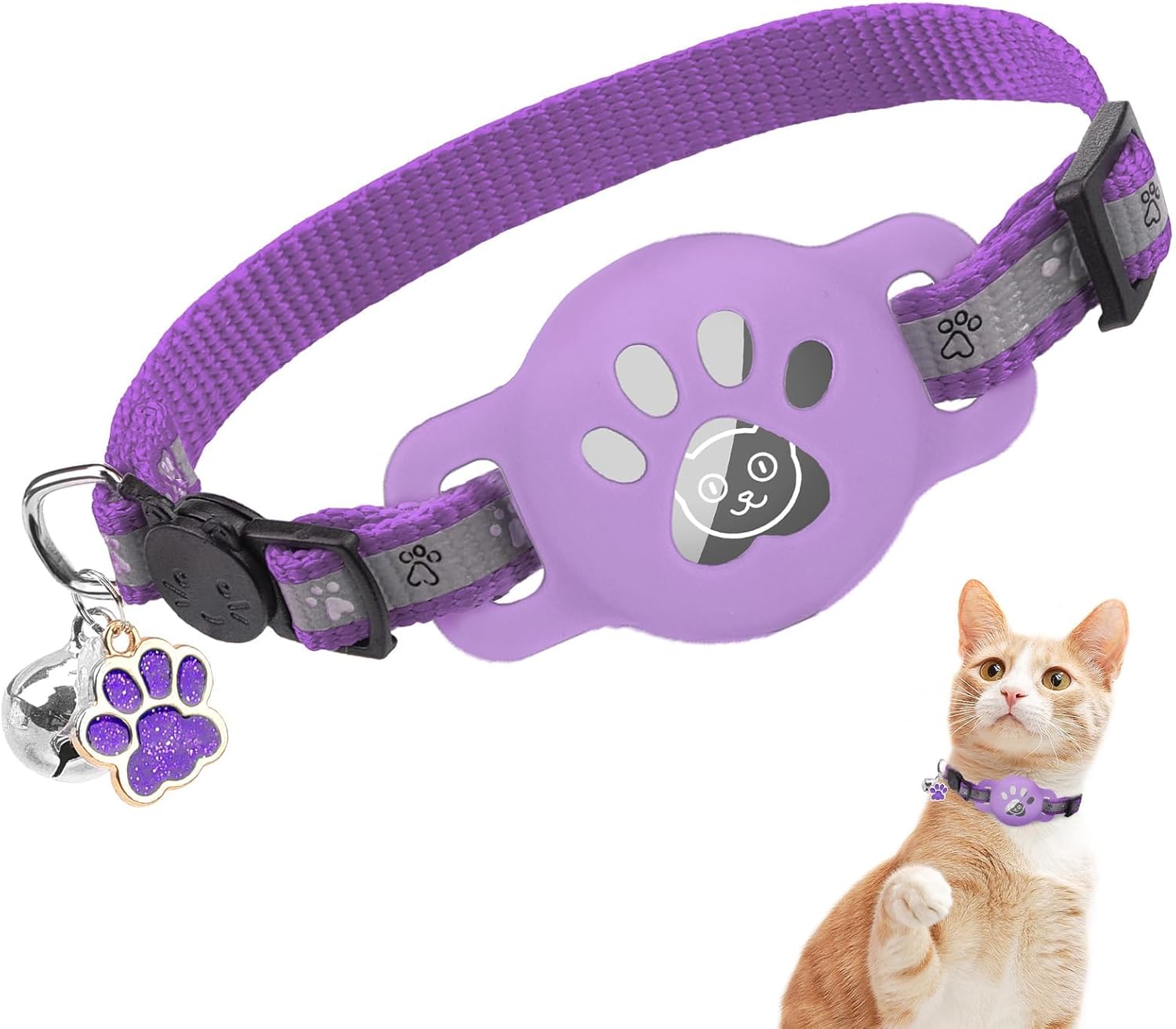 Adjustable Breakaway Cat Collar with AirTag Holder and Bell - Safe & Stylish - Abbycart