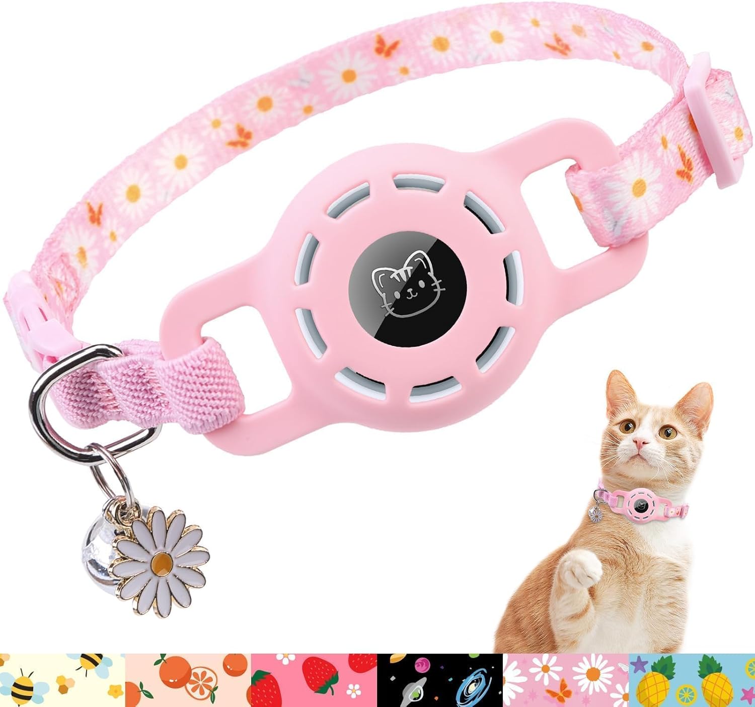 Adjustable Breakaway Cat Collar with AirTag Holder and Bell - Safe & Stylish - Abbycart