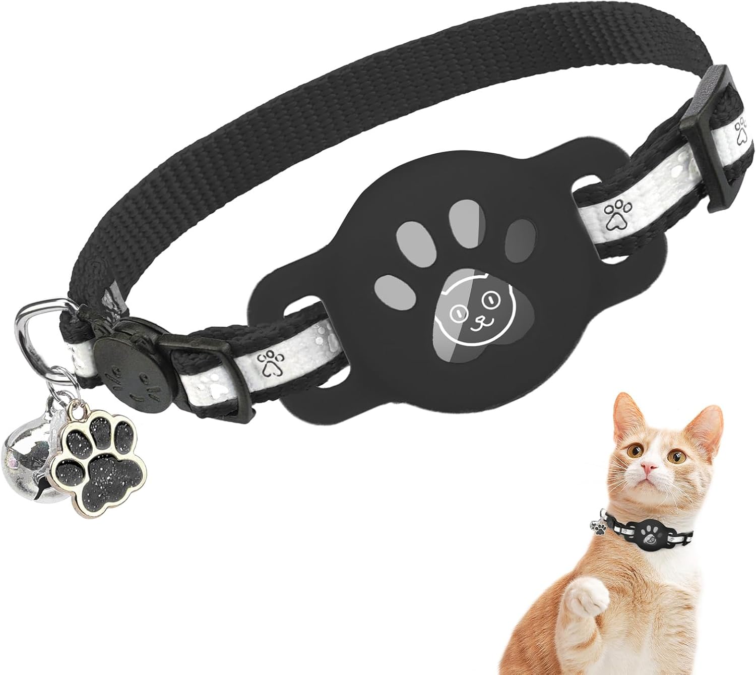 Adjustable Breakaway Cat Collar with AirTag Holder and Bell - Safe & Stylish - Abbycart