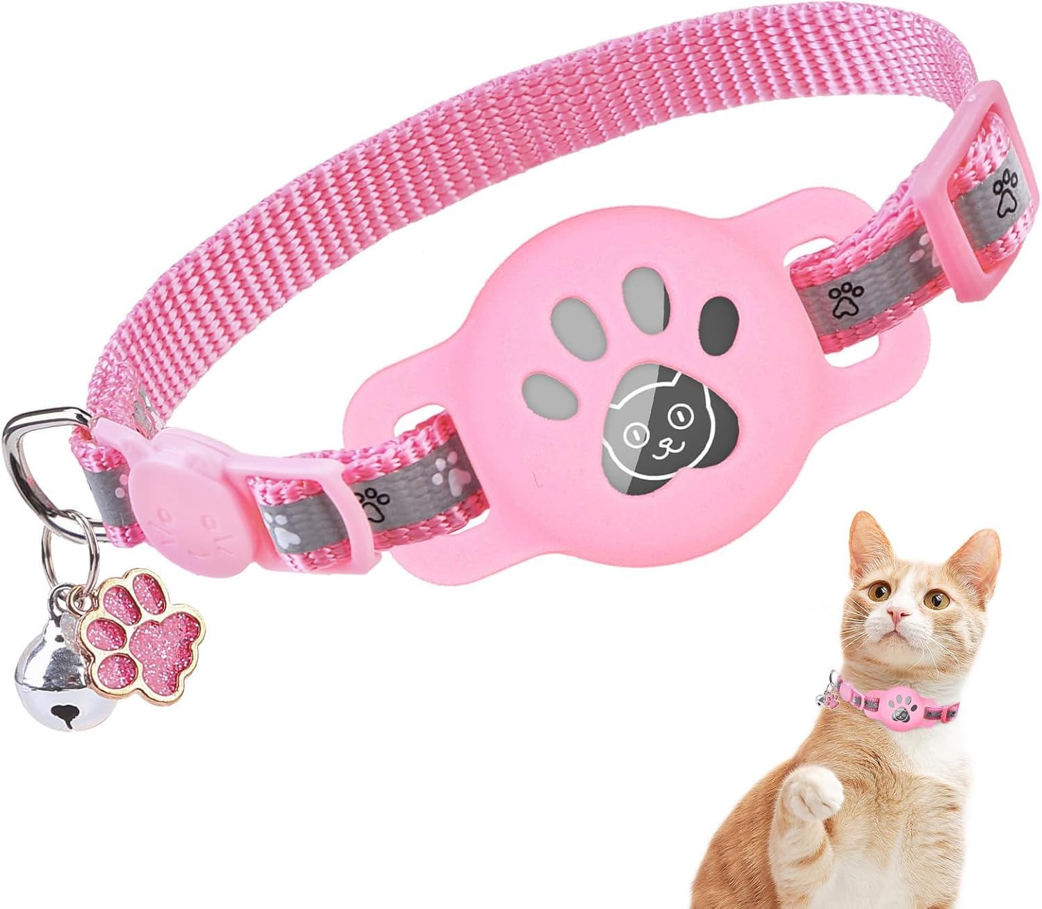 Adjustable Breakaway Cat Collar with AirTag Holder and Bell - Safe & Stylish - Abbycart