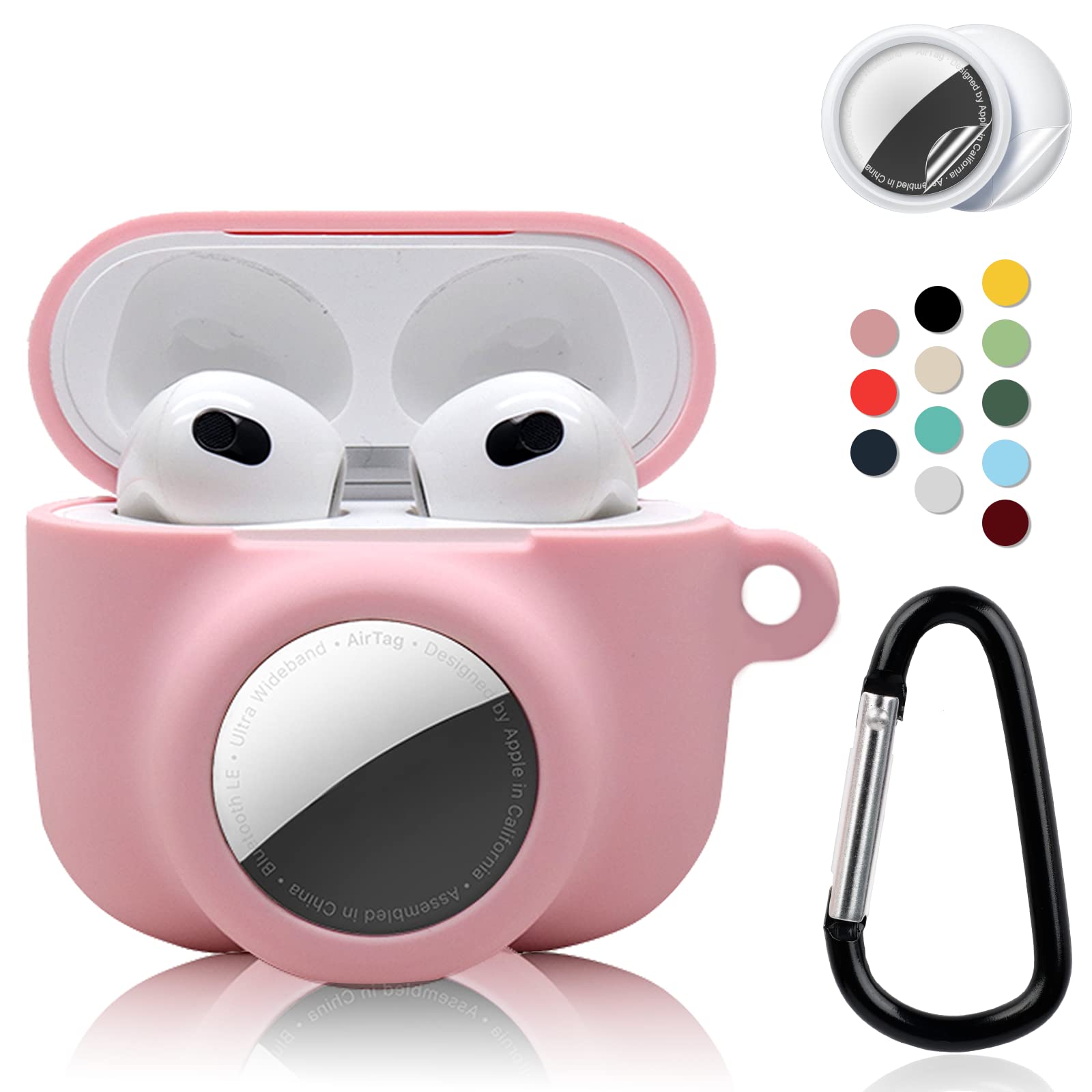 AirPods 3 Case with AirTag Holder, Silicone Cover & Keychain Clip