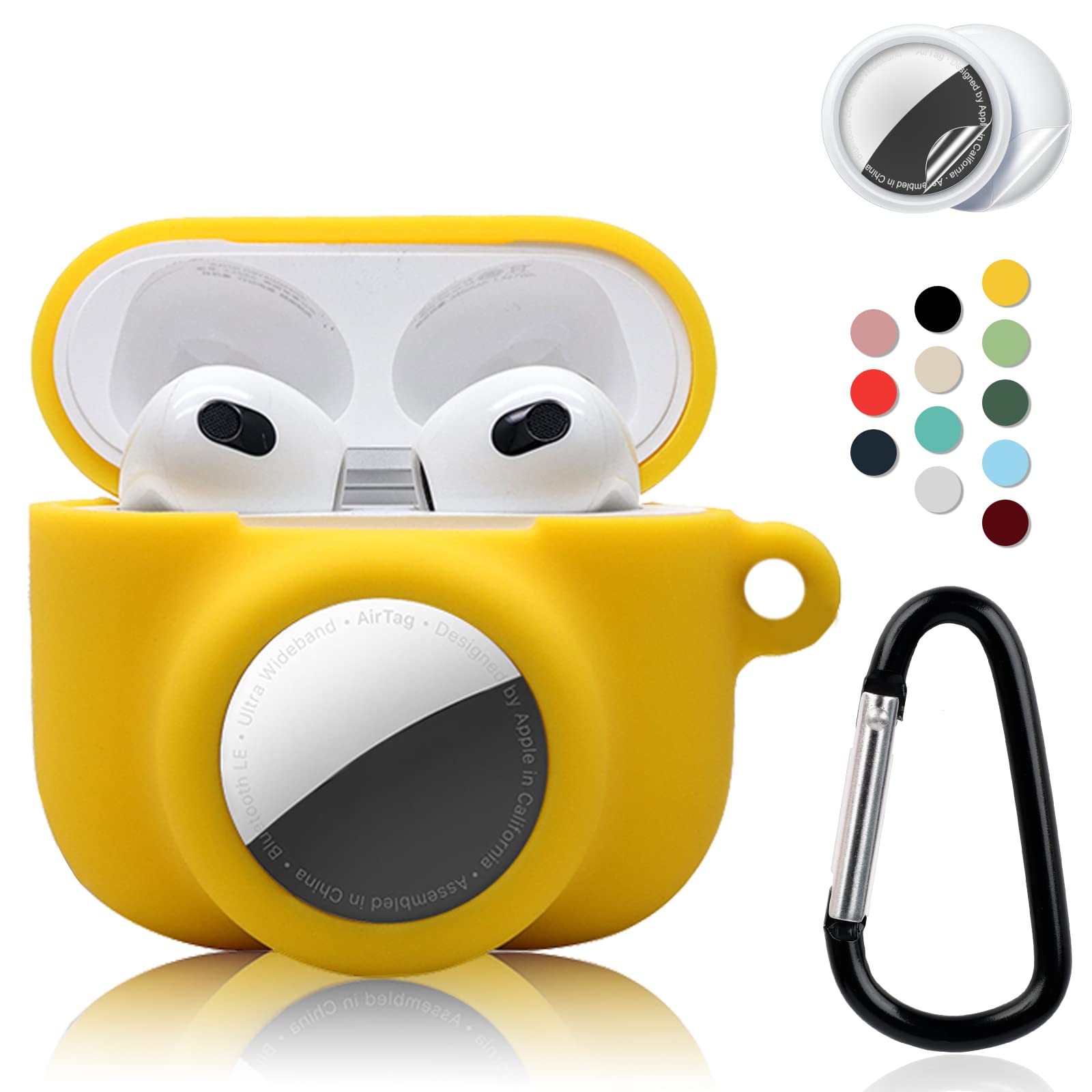 AirPods 3 Case with AirTag Holder, Silicone Cover & Keychain Clip