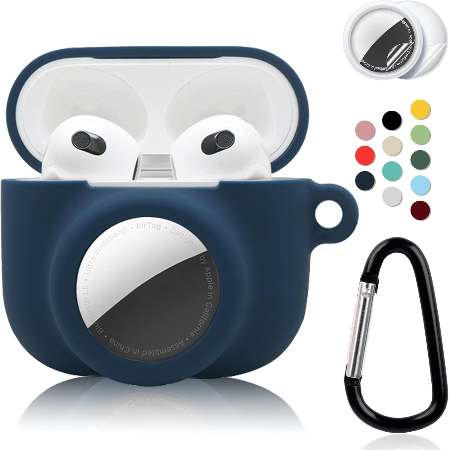 AirPods 3 Case with AirTag Holder, Silicone Cover & Keychain Clip