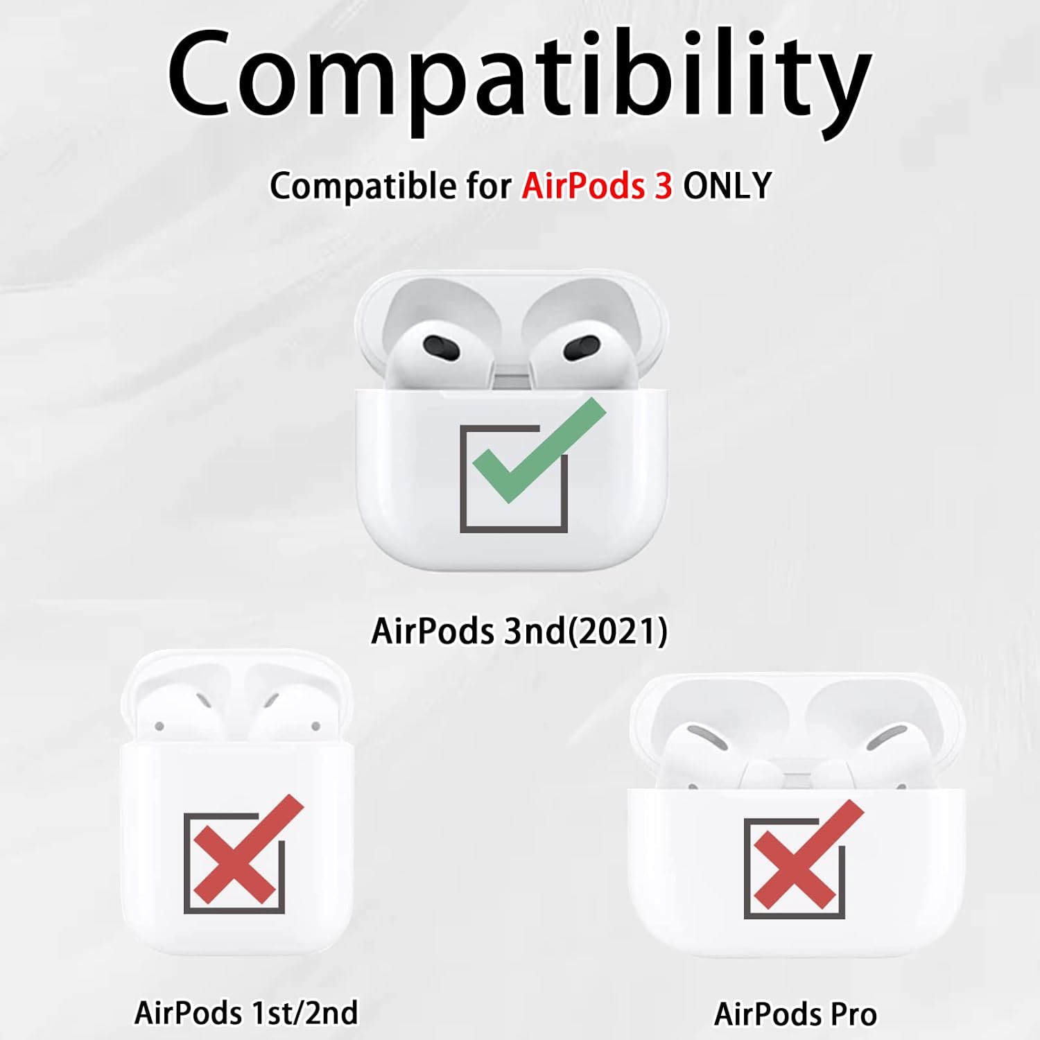 AirPods 3 Case with AirTag Holder, Silicone Cover & Keychain Clip