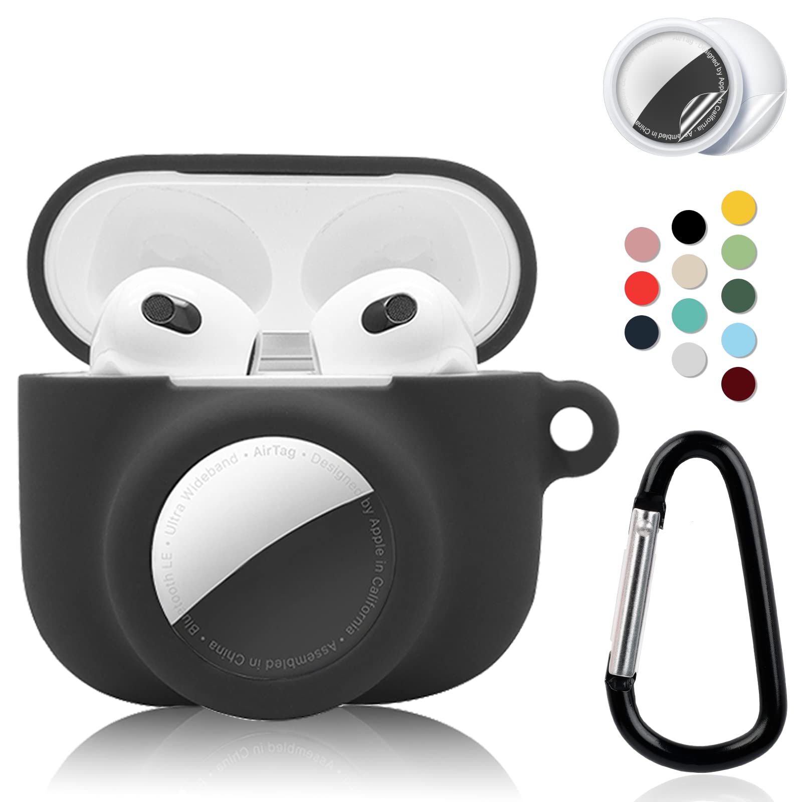 AirPods 3 Case with AirTag Holder, Silicone Cover & Keychain Clip