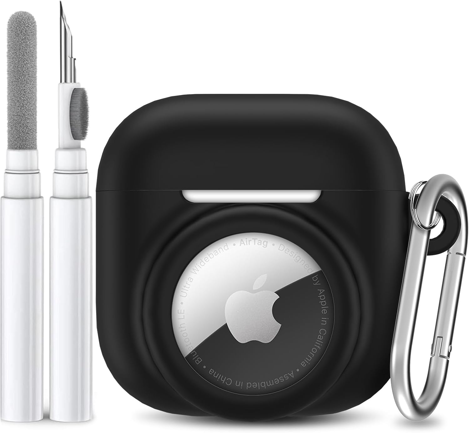 AirPods 4 Case with AirTag Slot – Shockproof Silicone Cover with Carabiner & Cleaning Kit - Abbycart