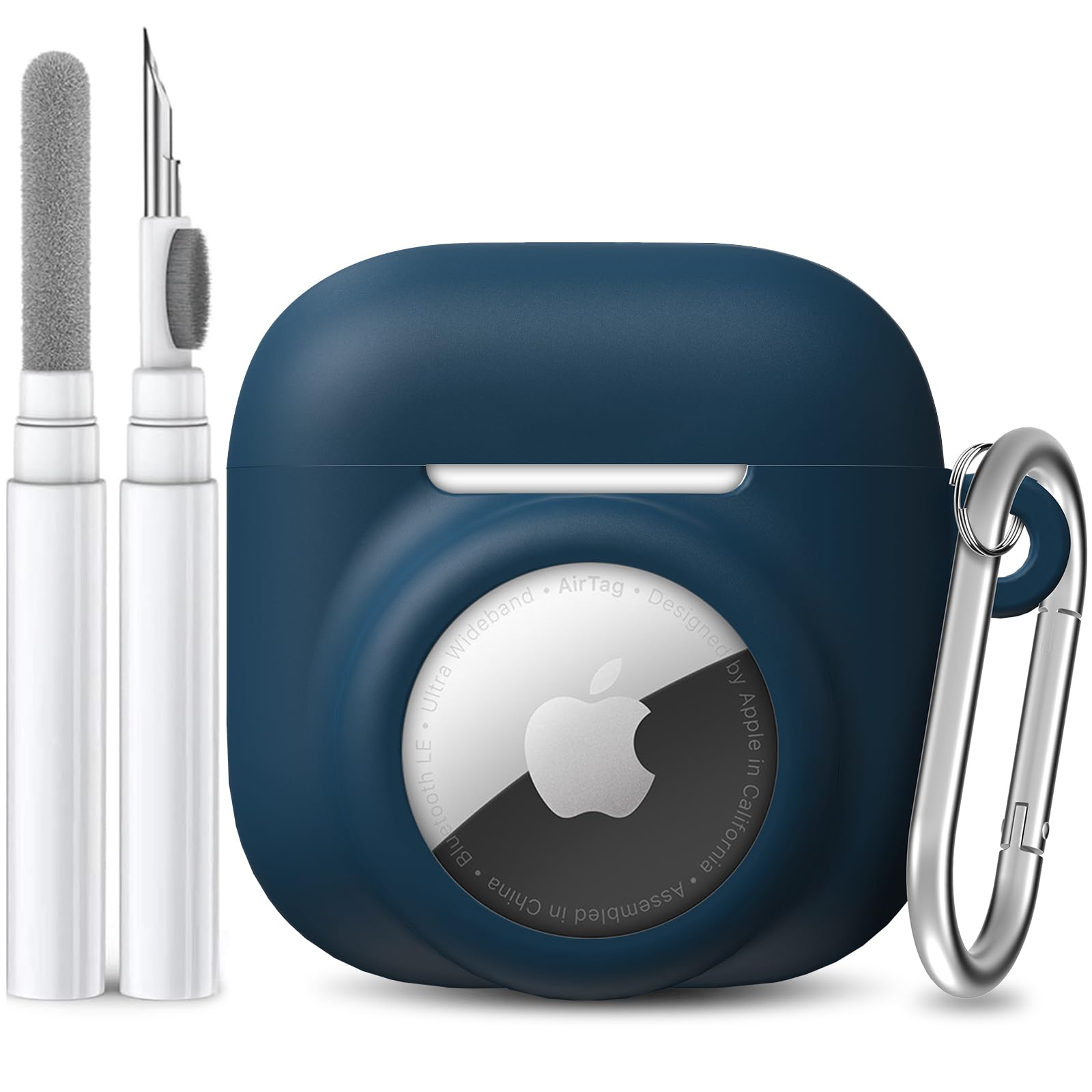 AirPods 4 Case with AirTag Slot – Shockproof Silicone Cover with Carabiner & Cleaning Kit - Abbycart