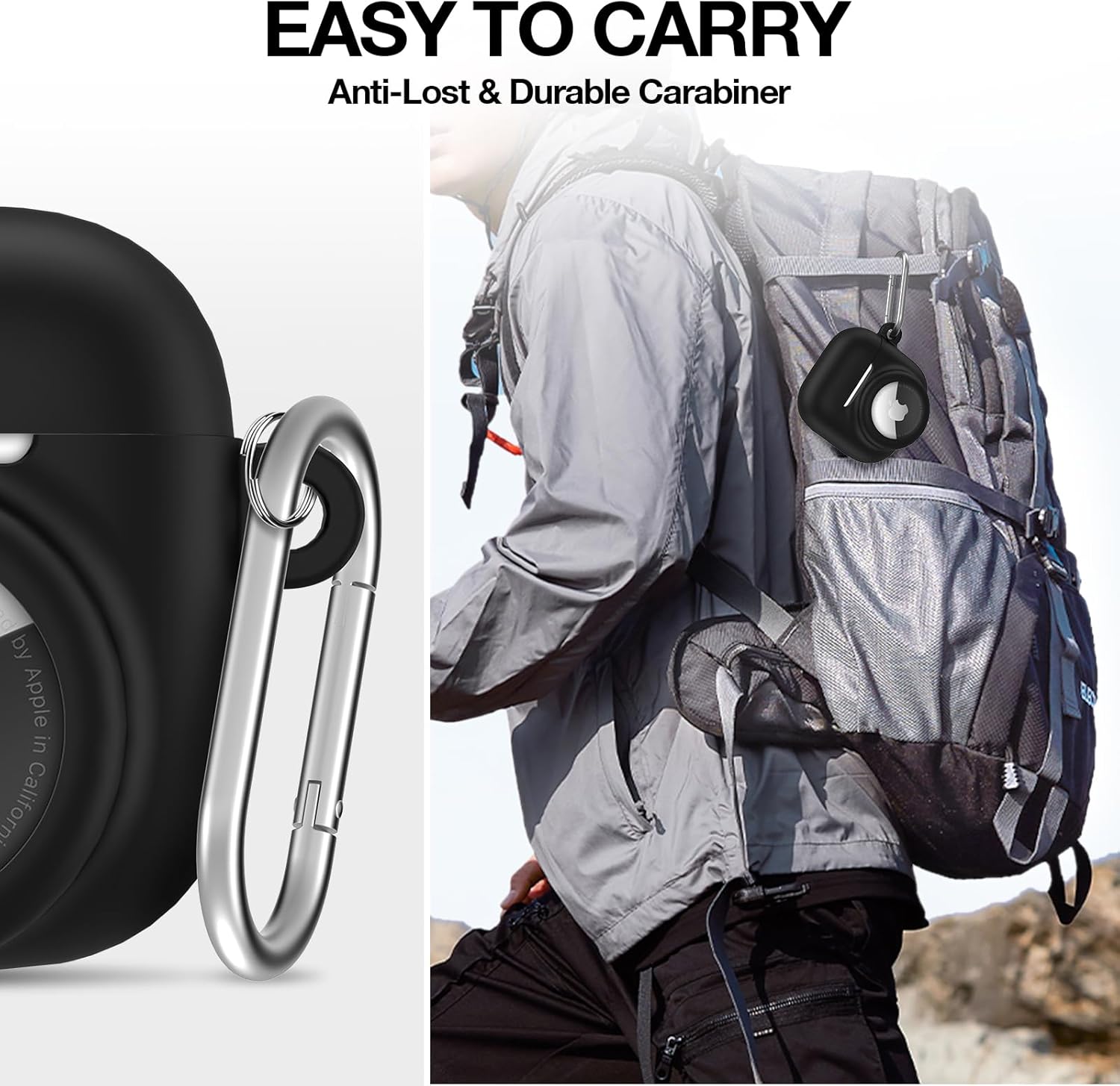 AirPods 4 Case with AirTag Slot – Shockproof Silicone Cover with Carabiner & Cleaning Kit - Abbycart
