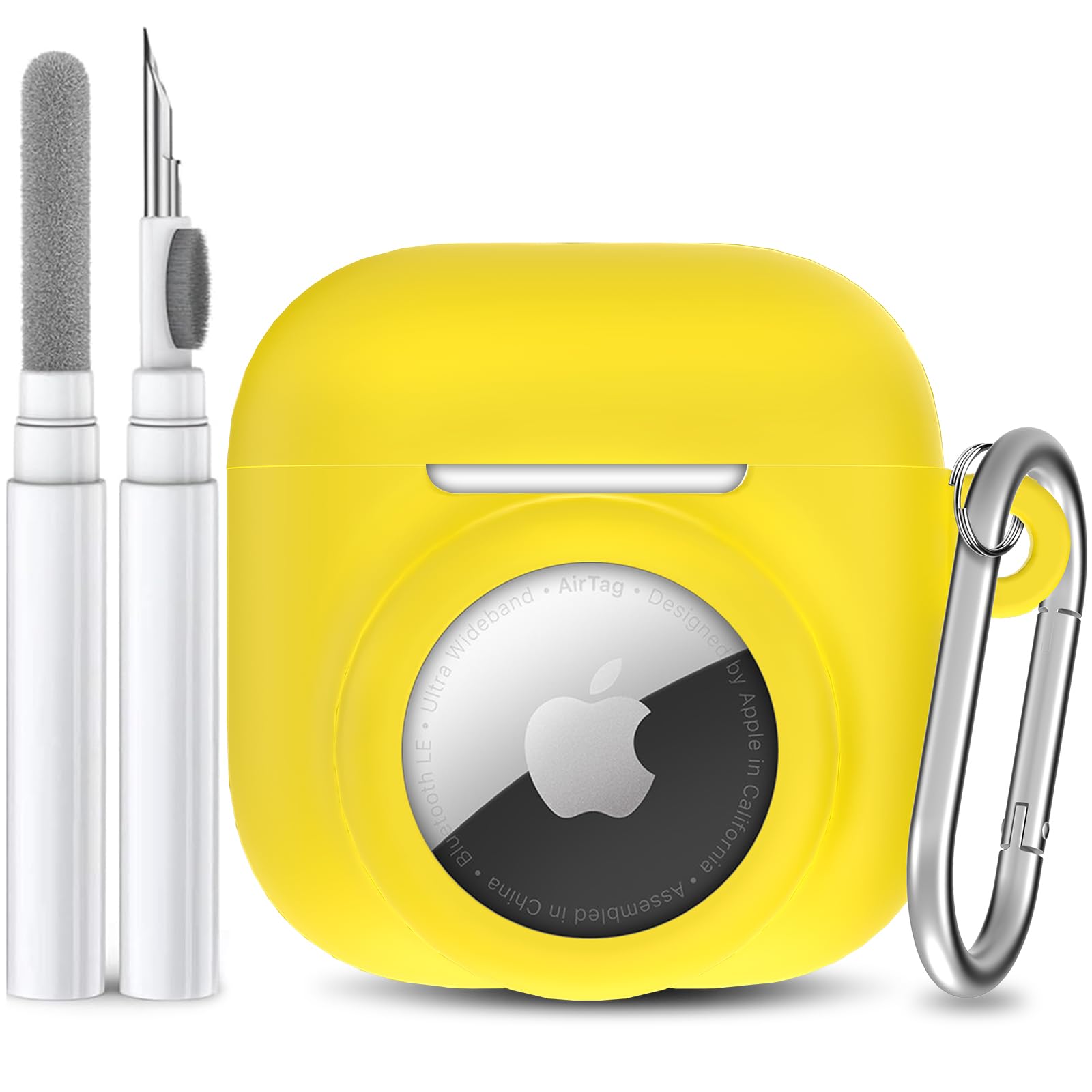 AirPods 4 Case with AirTag Slot – Shockproof Silicone Cover with Carabiner & Cleaning Kit - Abbycart