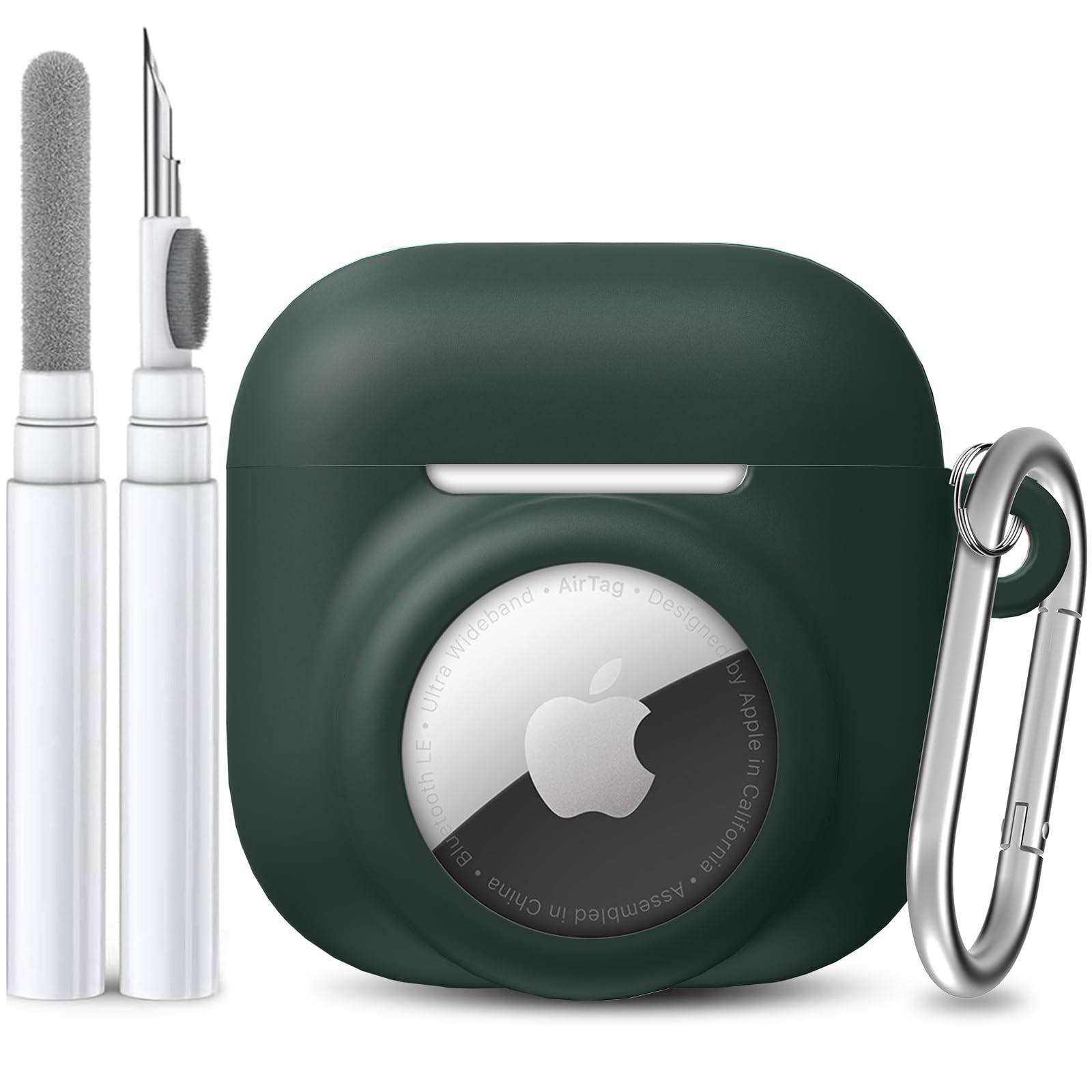 AirPods 4 Case with AirTag Slot – Shockproof Silicone Cover with Carabiner & Cleaning Kit - Abbycart