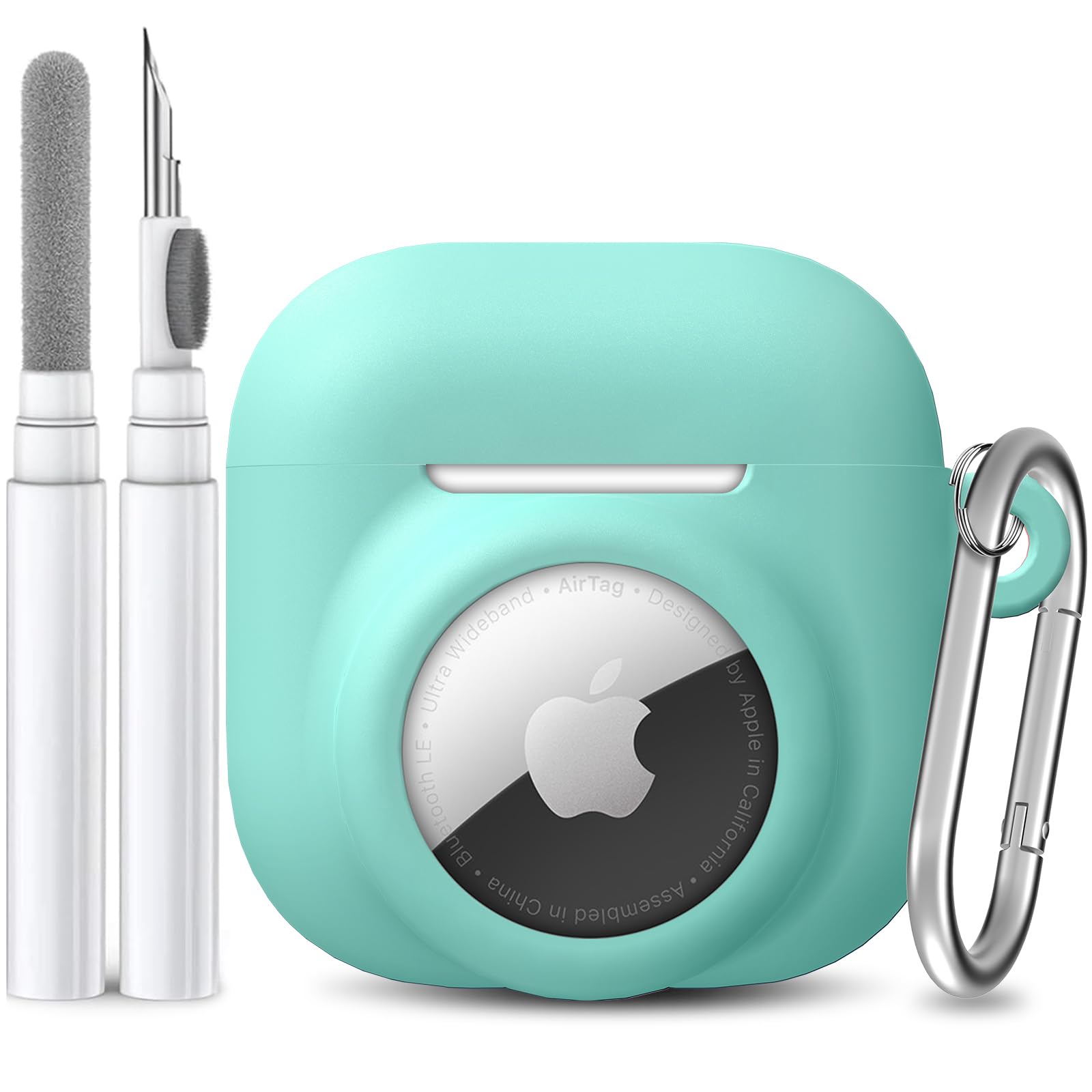AirPods 4 Case with AirTag Slot – Shockproof Silicone Cover with Carabiner & Cleaning Kit - Abbycart