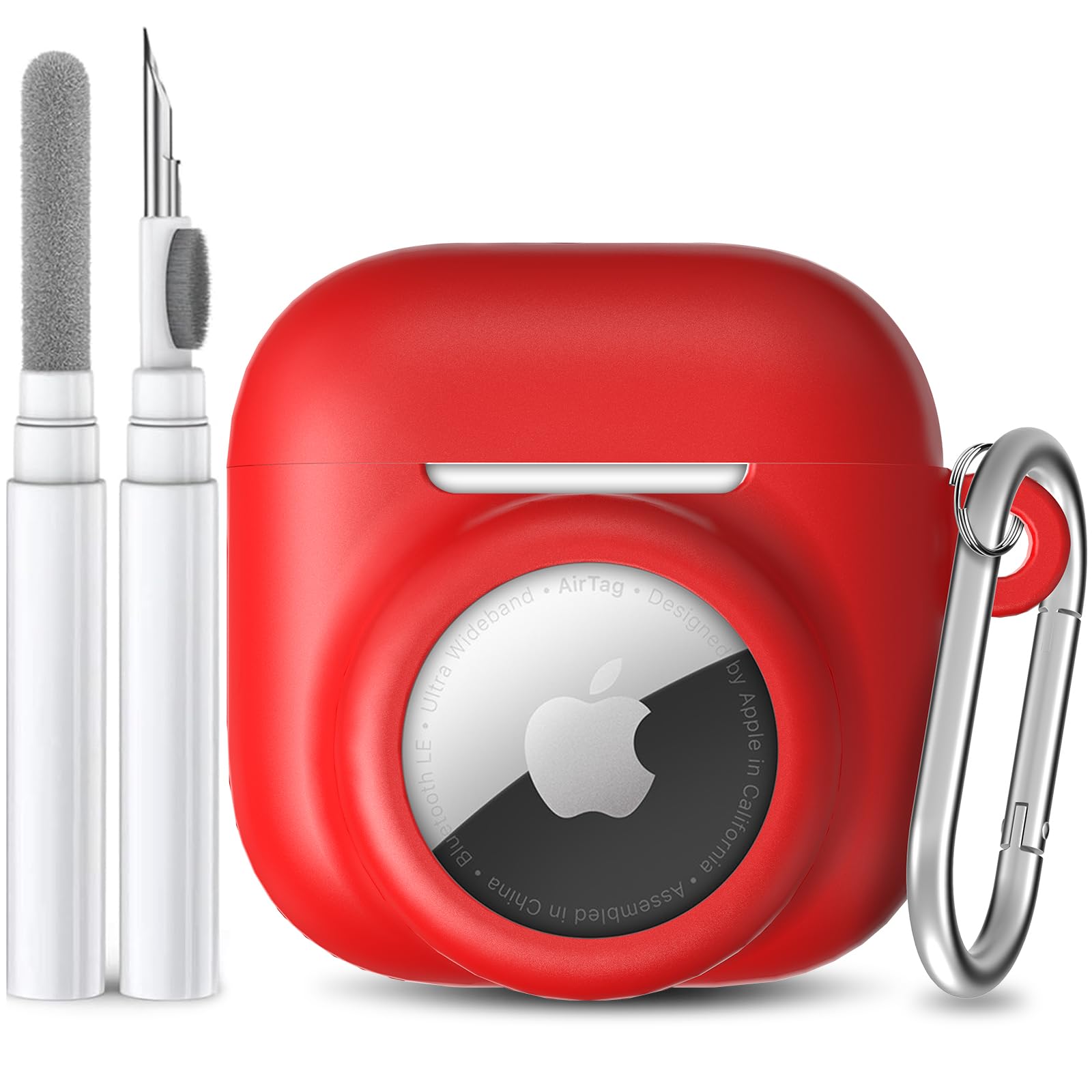 AirPods 4 Case with AirTag Slot – Shockproof Silicone Cover with Carabiner & Cleaning Kit - Abbycart
