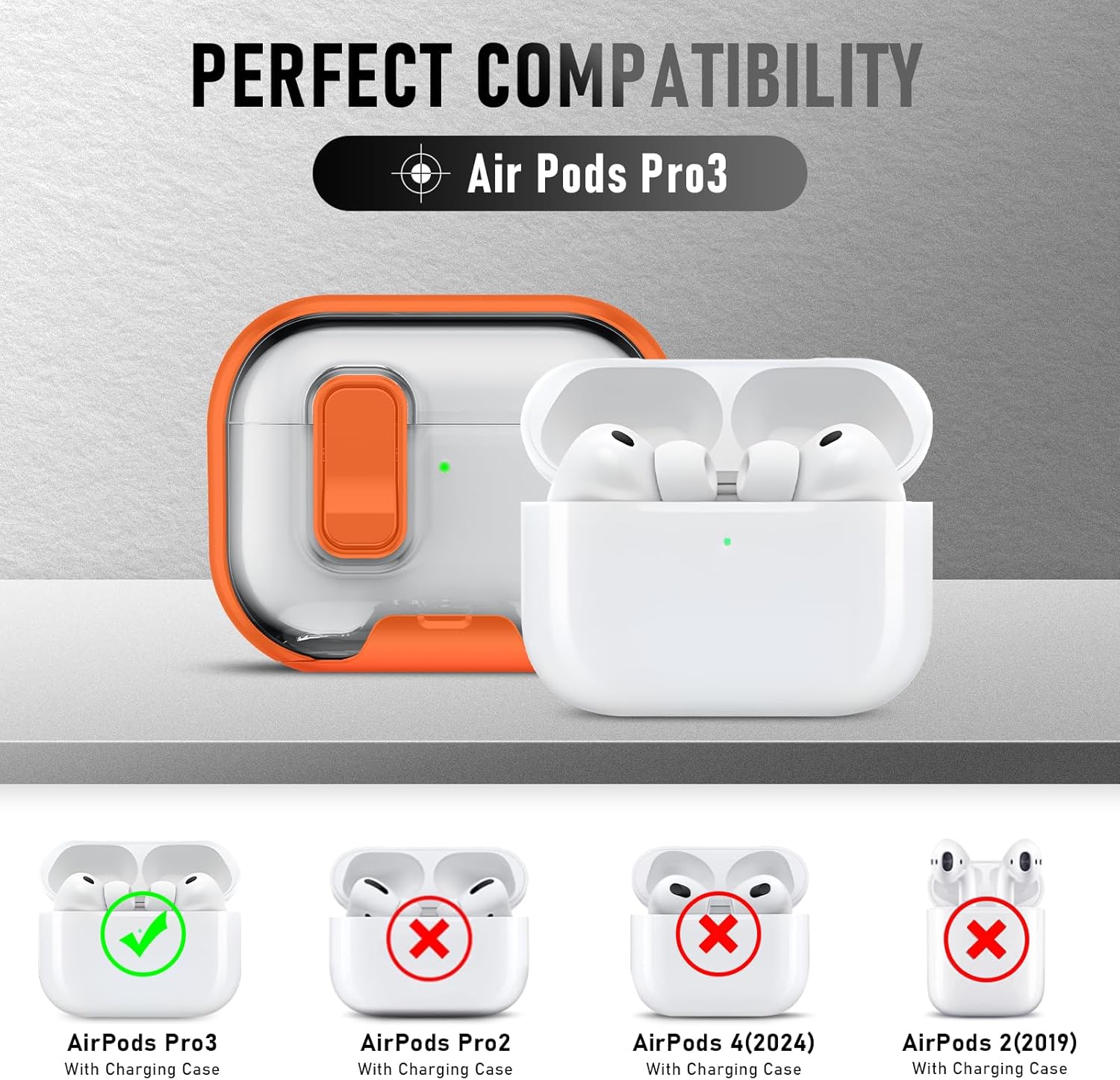 AirPods Pro 3 Case Shockproof Cover with Stand & Keychain