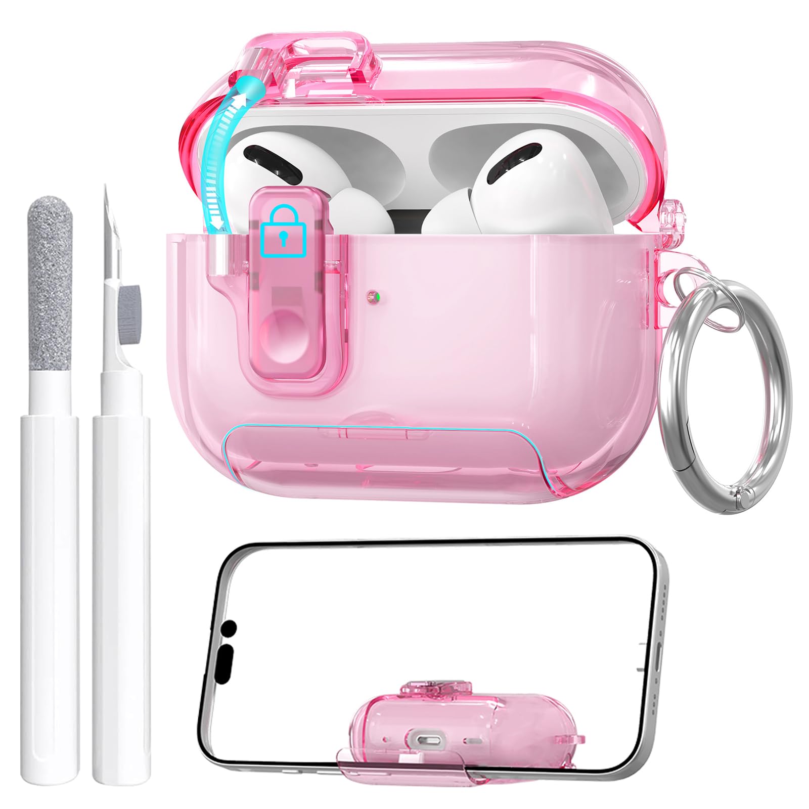 AirPods Pro 3 Case Shockproof Cover with Stand & Keychain