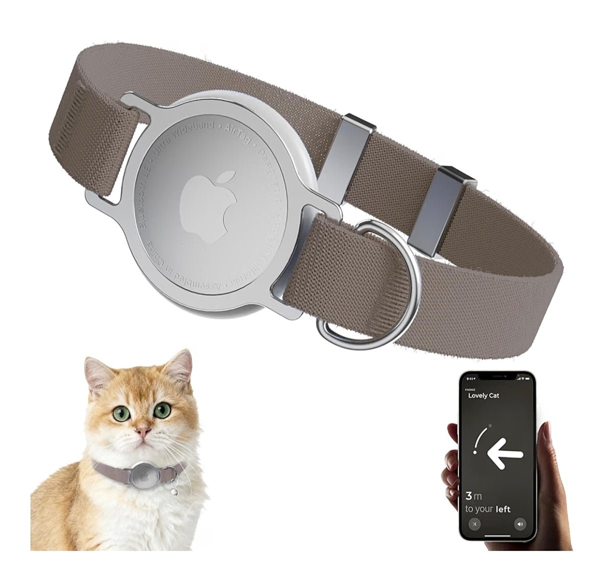 AirTag Cat Collar Adjustable Pet Tracker Holder for Cats & Kittens