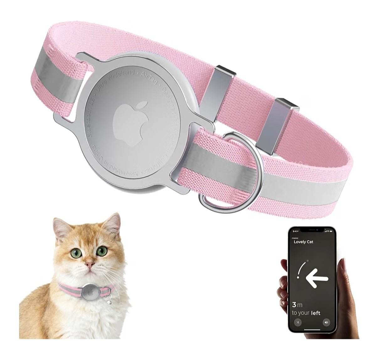 AirTag Cat Collar Adjustable Pet Tracker Holder for Cats & Kittens