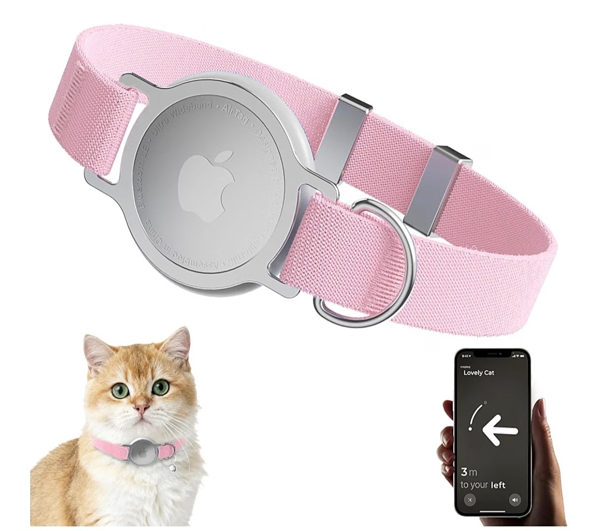 AirTag Cat Collar Adjustable Pet Tracker Holder for Cats & Kittens