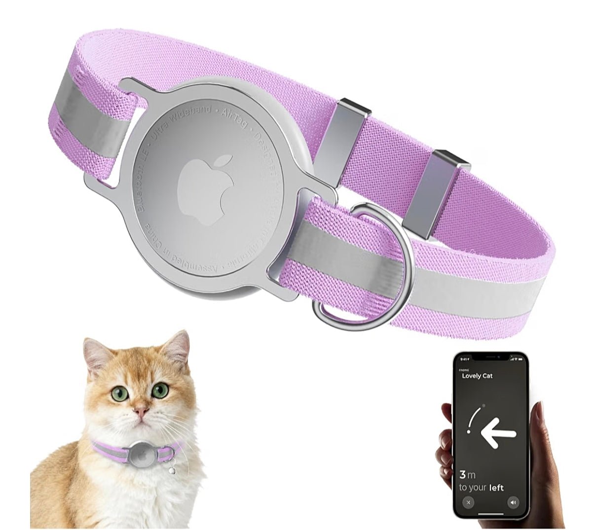 AirTag Cat Collar Adjustable Pet Tracker Holder for Cats & Kittens