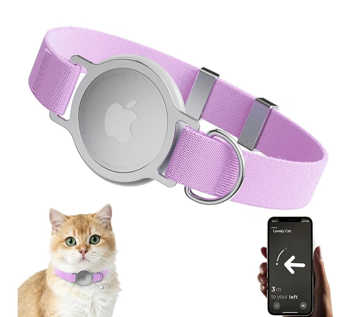 AirTag Cat Collar Adjustable Pet Tracker Holder for Cats & Kittens