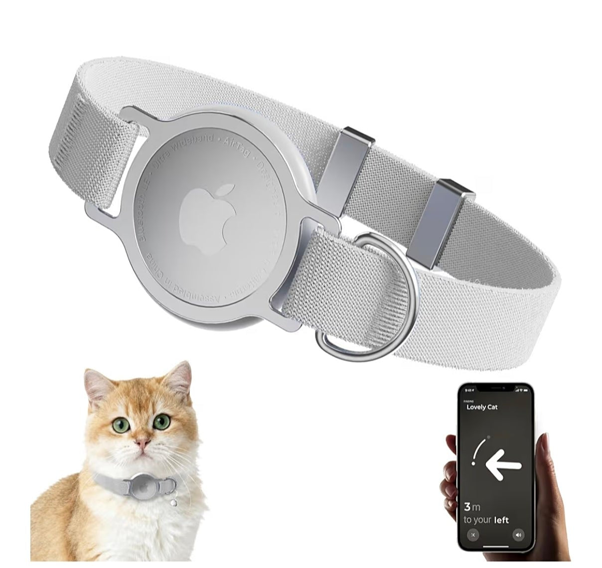 AirTag Cat Collar Adjustable Pet Tracker Holder for Cats & Kittens
