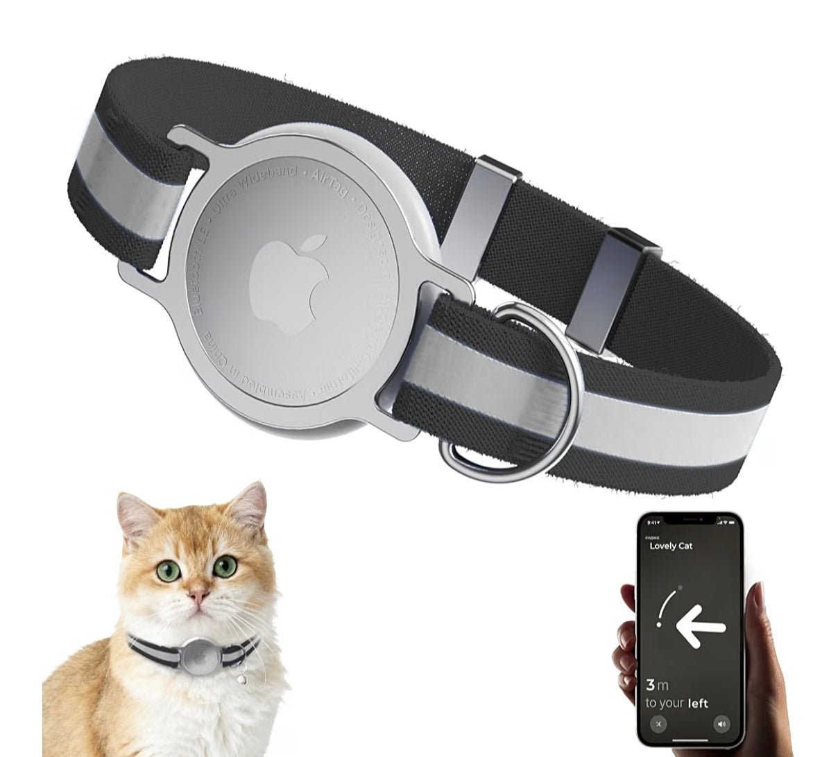 AirTag Cat Collar Adjustable Pet Tracker Holder for Cats & Kittens