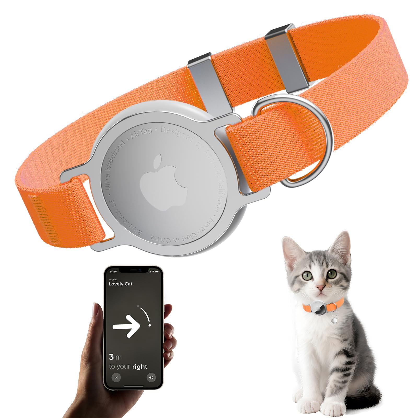 AirTag Cat Collar Adjustable Pet Tracker Holder for Cats & Kittens