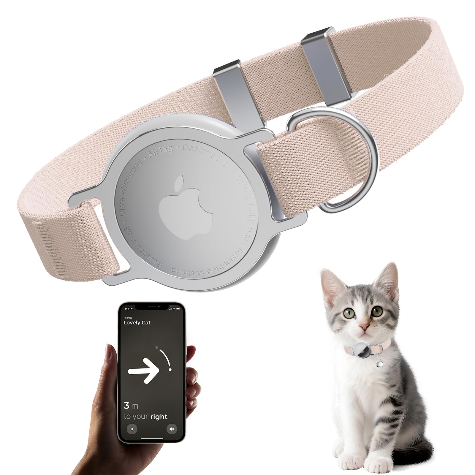 AirTag Cat Collar Adjustable Pet Tracker Holder for Cats & Kittens