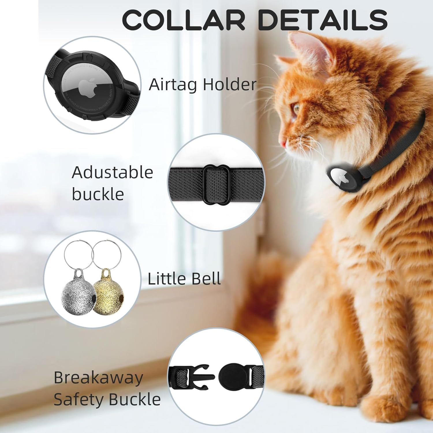 AirTag Cat Collar – Breakaway GPS Collar with Bell for Cats - Abbycart