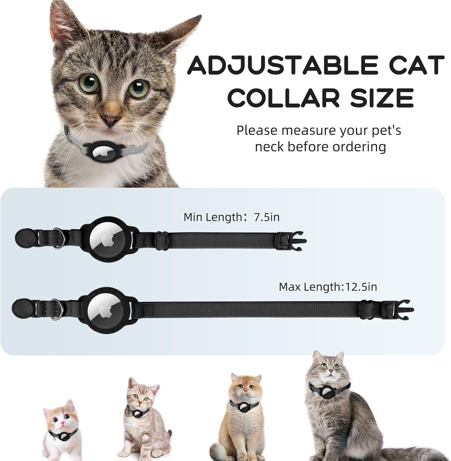 AirTag Cat Collar – Breakaway GPS Collar with Bell for Cats - Abbycart