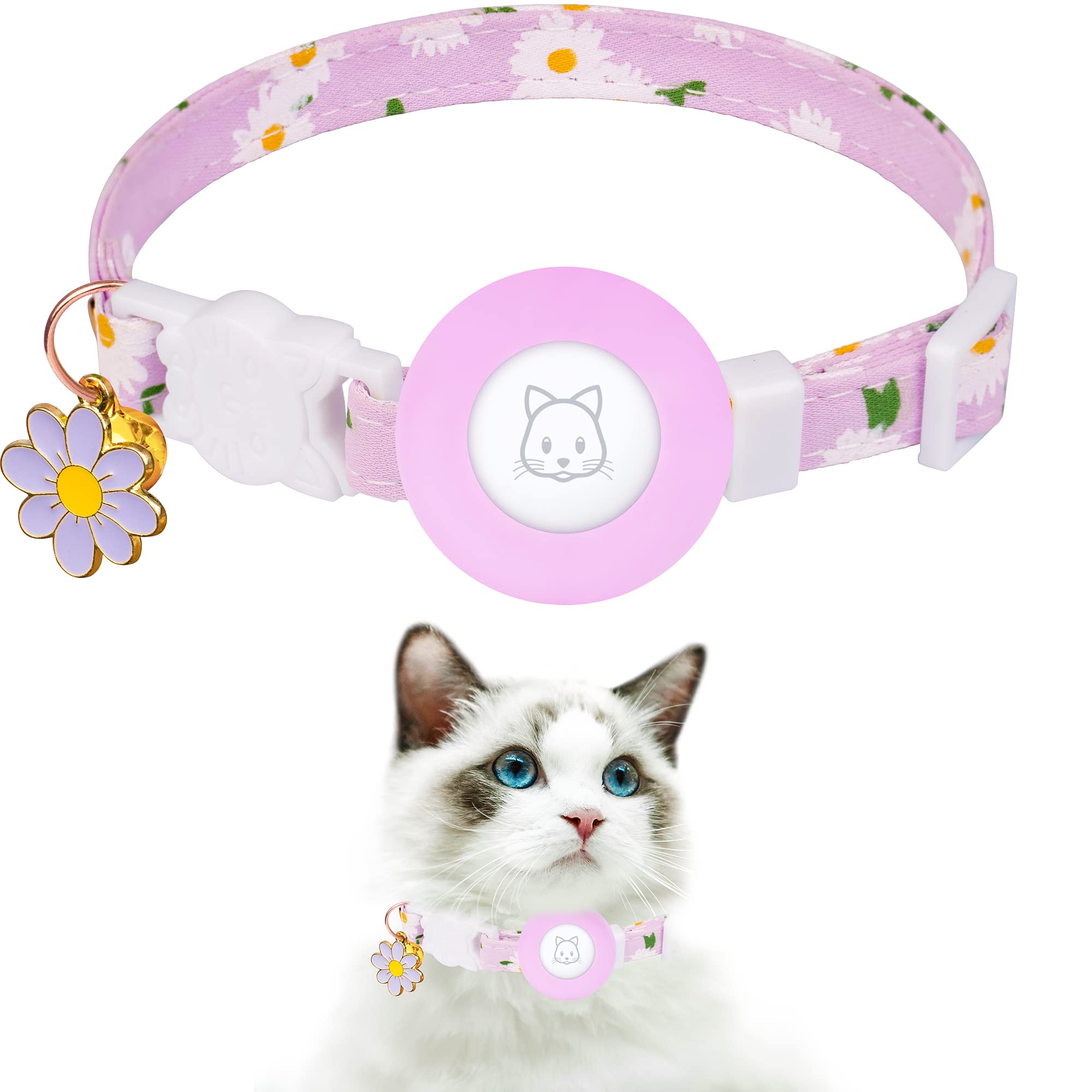 AirTag Cat Collar Breakaway Safety Collar with Charm & Holder