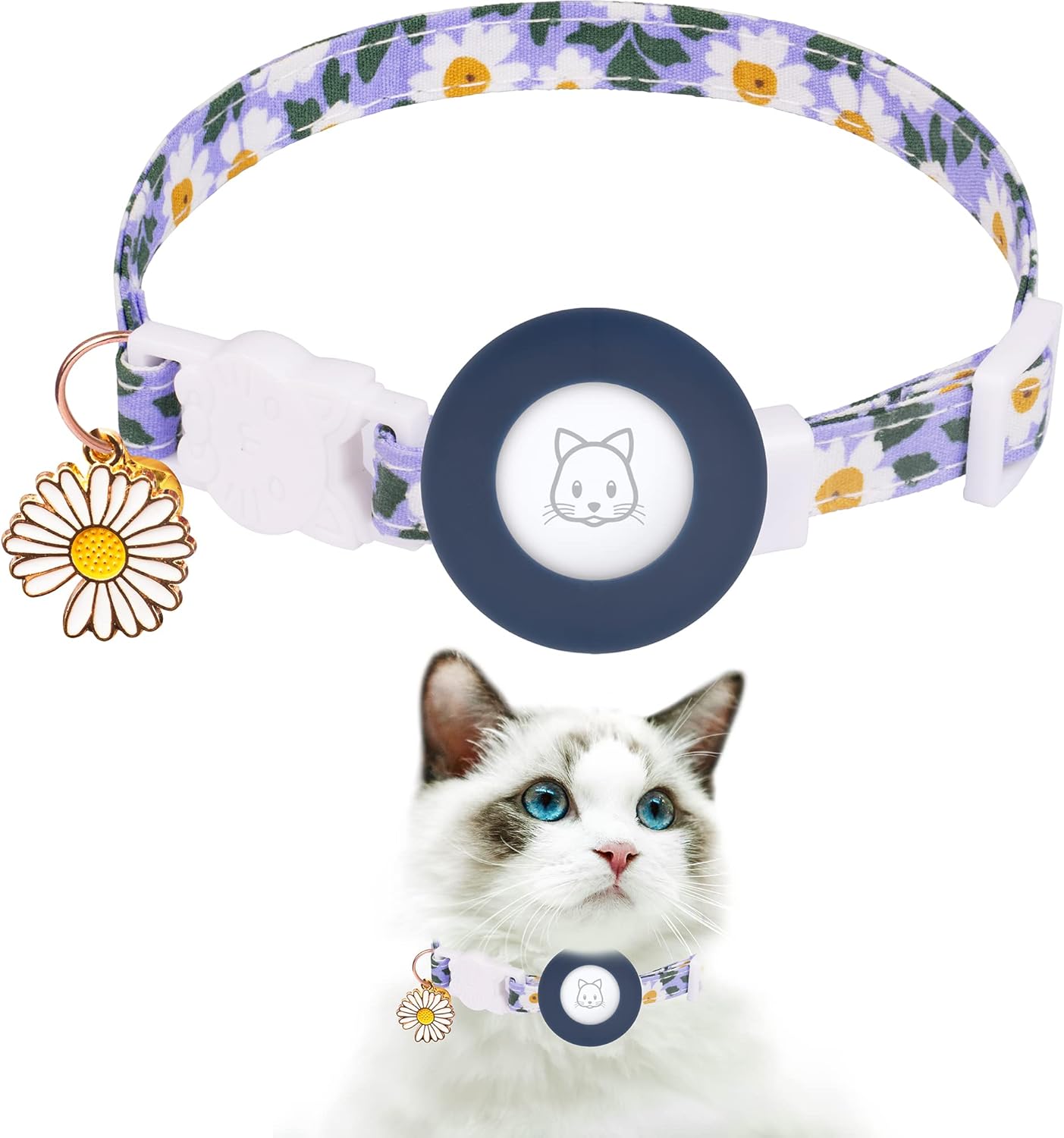 AirTag Cat Collar Breakaway Safety Collar with Charm & Holder