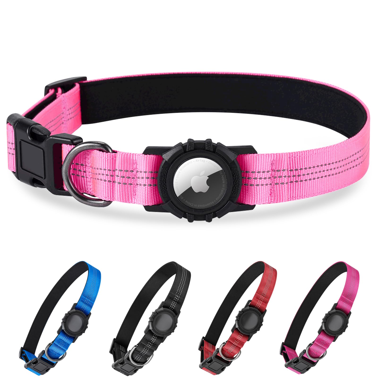 AirTag Dog Collar Waterproof Reflective Adjustable Pet Tracker