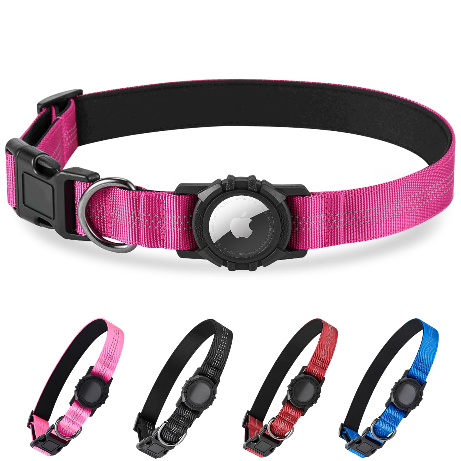 AirTag Dog Collar Waterproof Reflective Adjustable Pet Tracker
