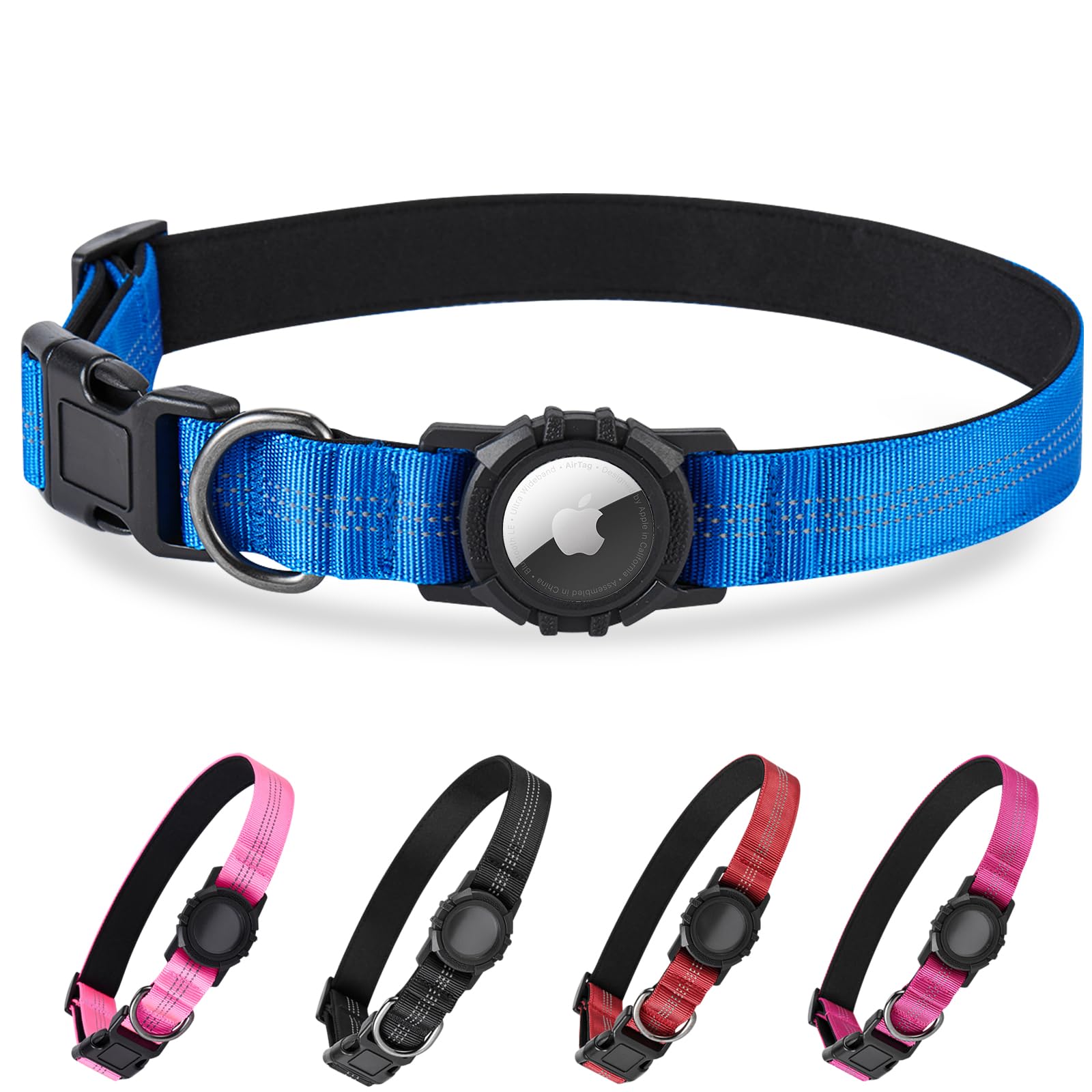 AirTag Dog Collar Waterproof Reflective Adjustable Pet Tracker
