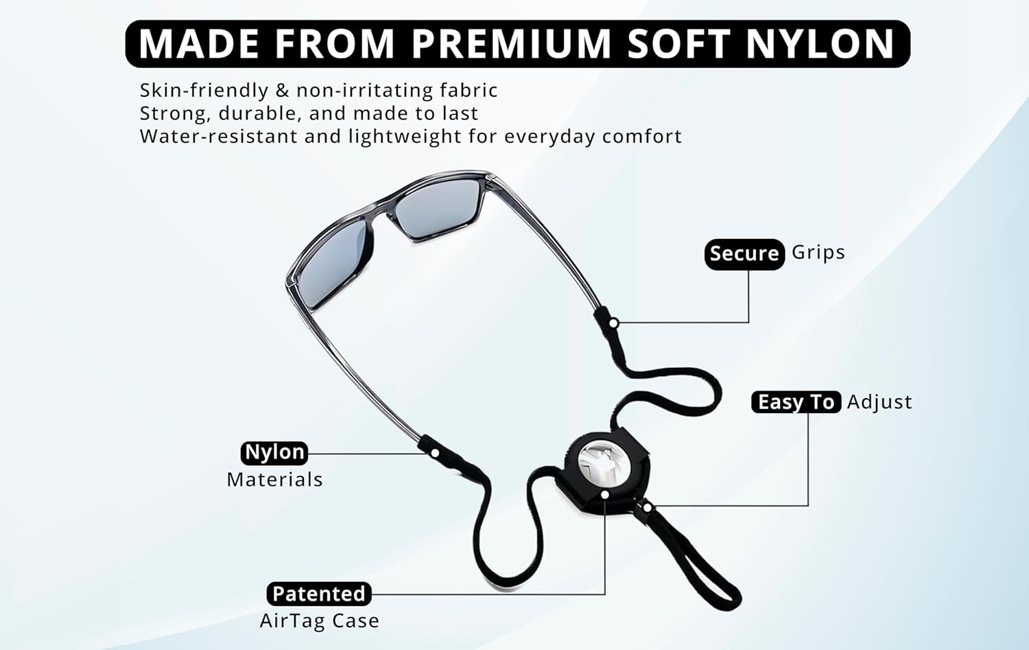 AirTag Eyeglass Strap – Adjustable Anti - Loss Glasses Lanyard with Holder for Men, Women, Seniors – Fits Readers & Sunglasses - Abbycart