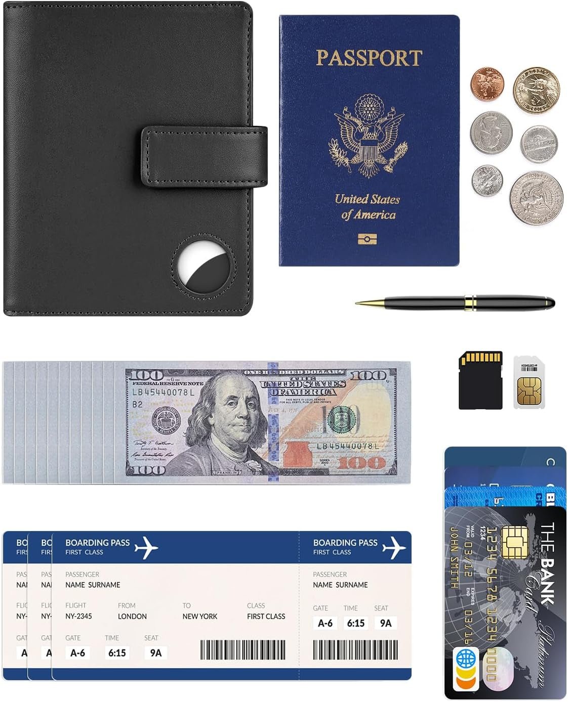 AirTag Leather Passport Holder – RFID Blocking Travel Wallet for Men and Women with AirTag Slot - Abbycart