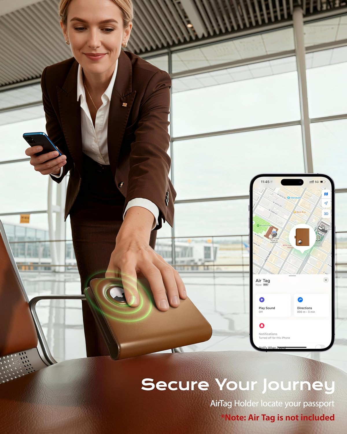 AirTag Passport Holder with RFID Blocking & Magnetic Card Case