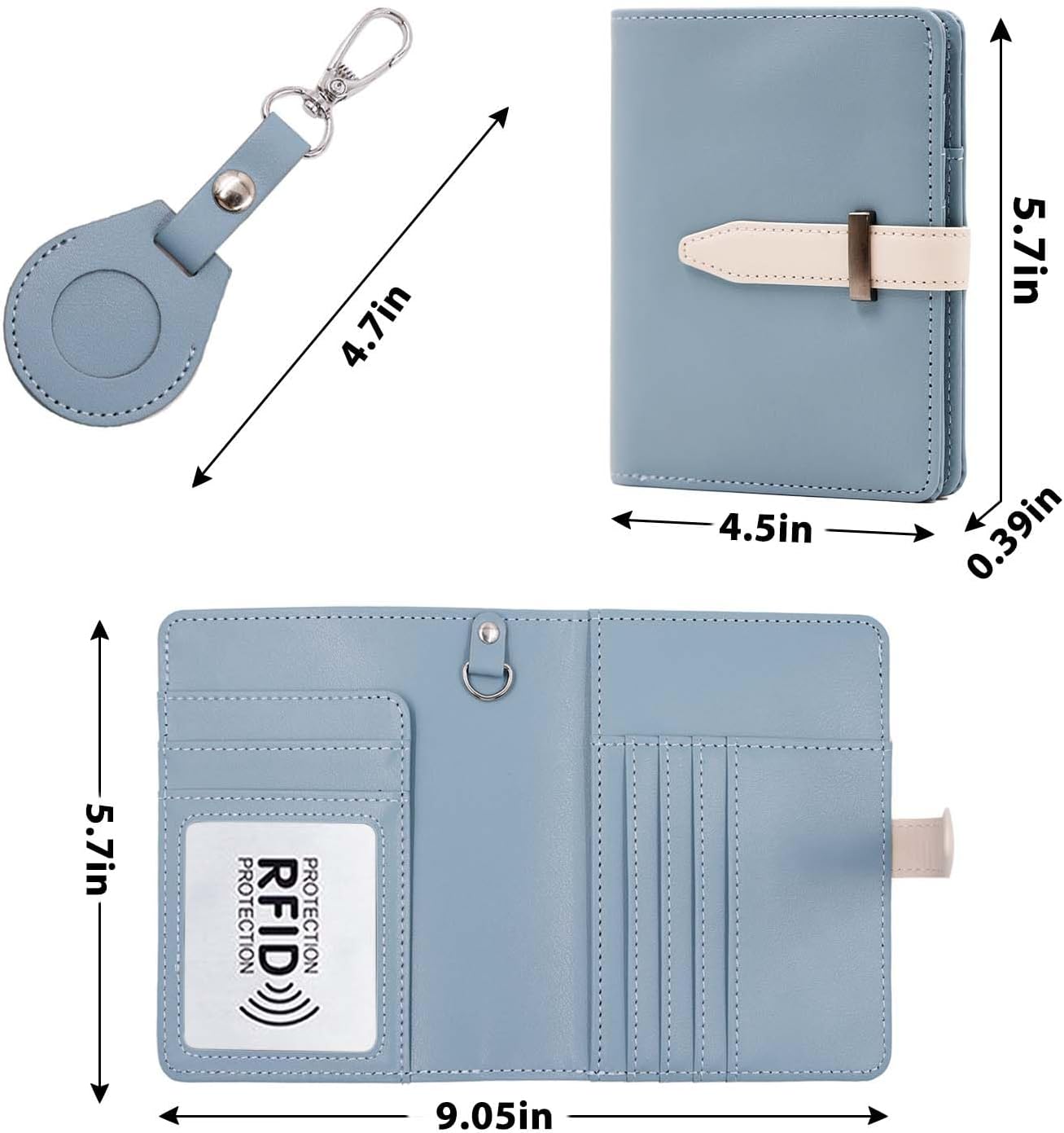 AirTag Passport Holder with RFID Blocking, PU Leather Travel Wallet - Abbycart