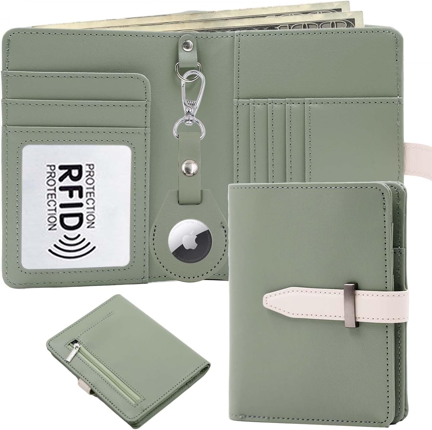 AirTag Passport Holder with RFID Blocking, PU Leather Travel Wallet - Abbycart