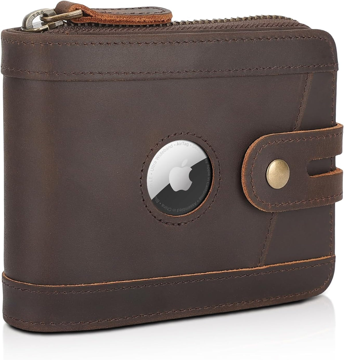 AirTag Wallet for Men – Full Grain Leather RFID Bifold