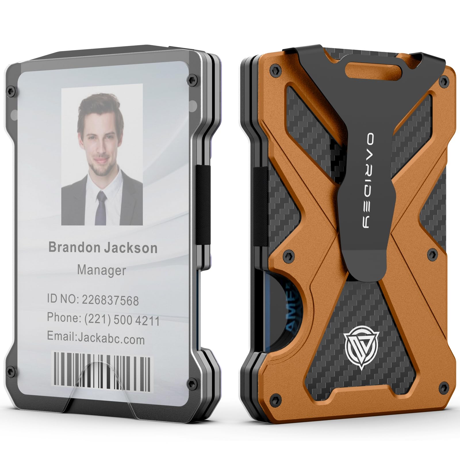 AirTag Wallet for Men (No AirTag) with Clear ID Card Holder, RFID Blocking Carbon Fiber Slim Tactical Wallet, Metal Minimalist Front Pocket Wallet Holds 15 Cards - Abbycart