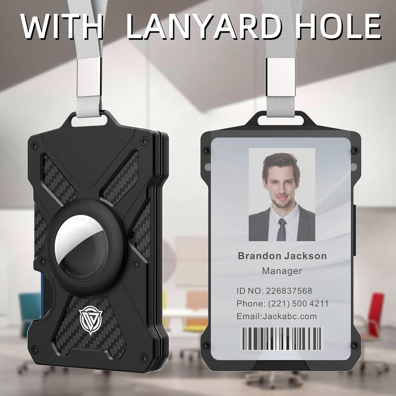 AirTag Wallet for Men (No AirTag) with Clear ID Card Holder, RFID Blocking Carbon Fiber Slim Tactical Wallet, Metal Minimalist Front Pocket Wallet Holds 15 Cards - Abbycart