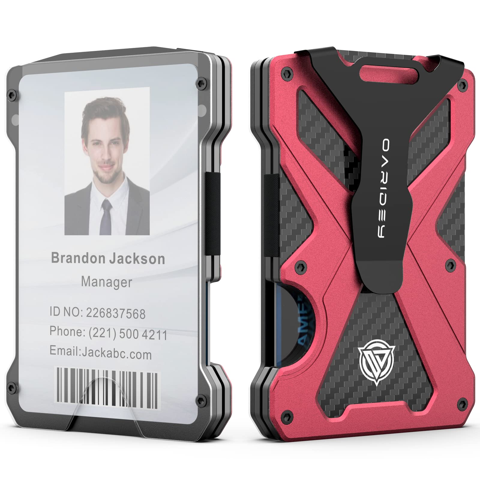 AirTag Wallet for Men (No AirTag) with Clear ID Card Holder, RFID Blocking Carbon Fiber Slim Tactical Wallet, Metal Minimalist Front Pocket Wallet Holds 15 Cards - Abbycart