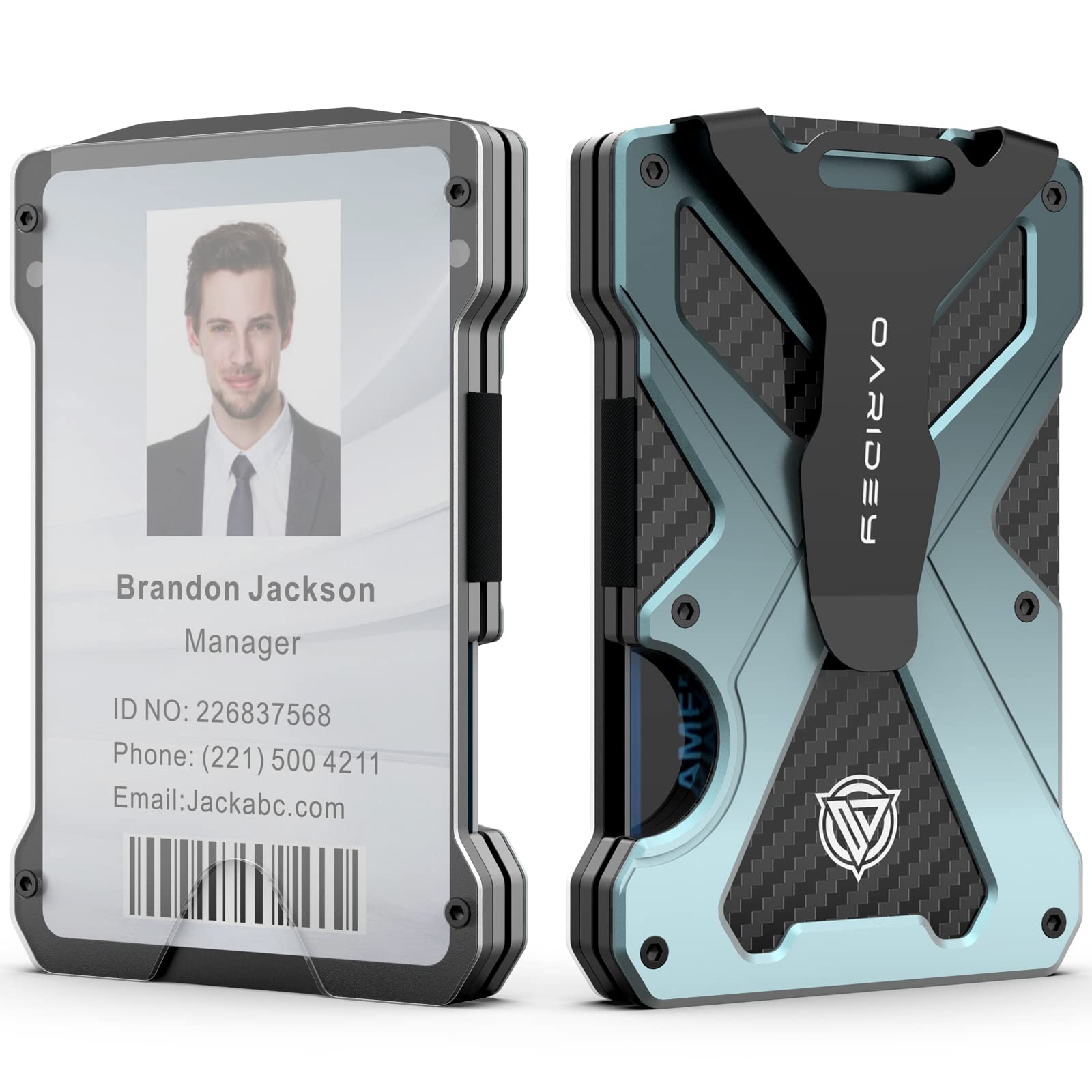 AirTag Wallet for Men (No AirTag) with Clear ID Card Holder, RFID Blocking Carbon Fiber Slim Tactical Wallet, Metal Minimalist Front Pocket Wallet Holds 15 Cards - Abbycart