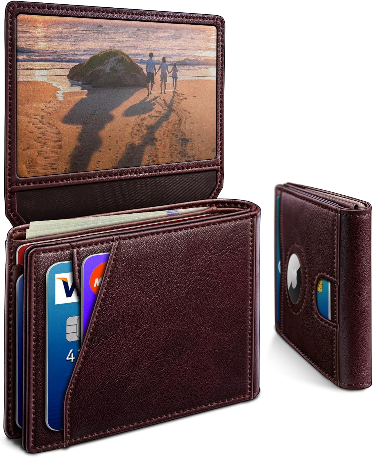 AirTag Wallet for Men – Slim Leather RFID Blocking Bifold with ID Windows, Cash Pocket & Gift Box - Abbycart