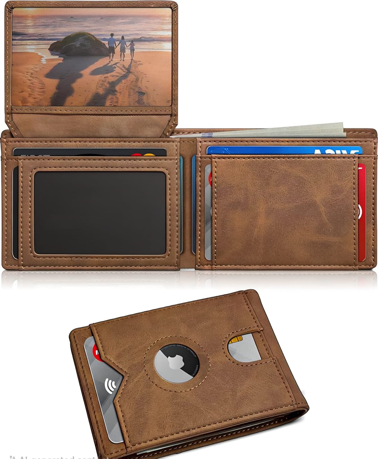 AirTag Wallet for Men – Slim Leather RFID Blocking Bifold with ID Windows, Cash Pocket & Gift Box - Abbycart